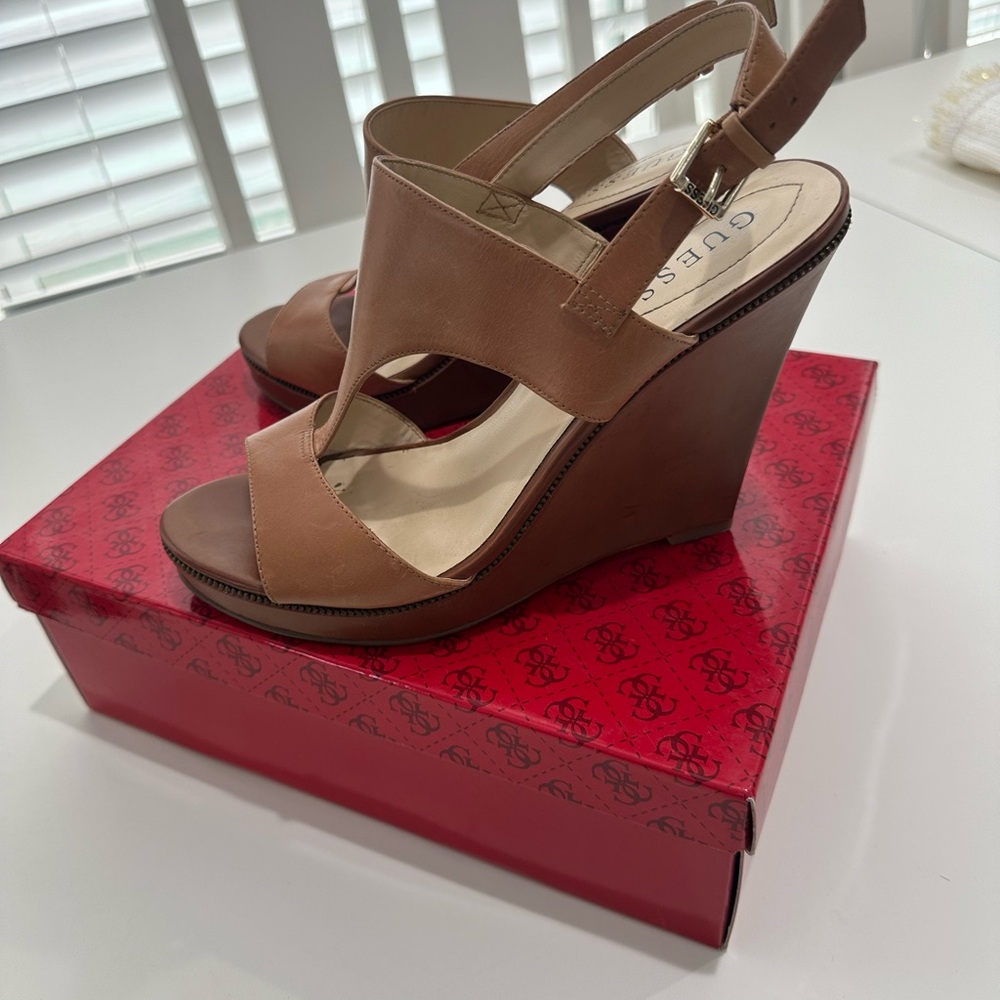 Guess Women's Tan Wedge Sandals